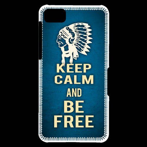 Coque Blackberry Z10 Keep Calm And Be Free Bleu