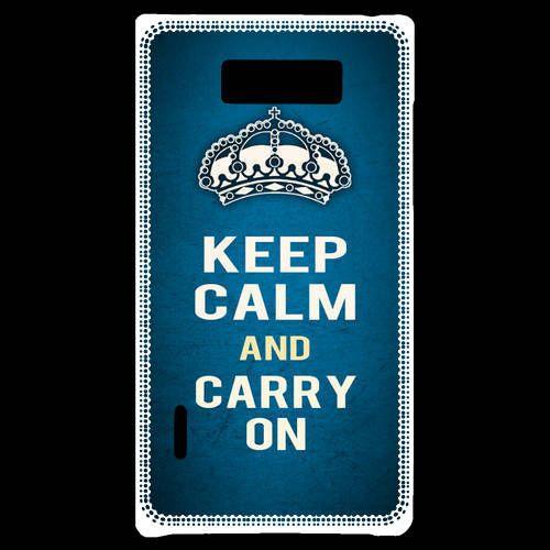 Coque Lg Optimus L7 Keep Calm And Carry On Bleu