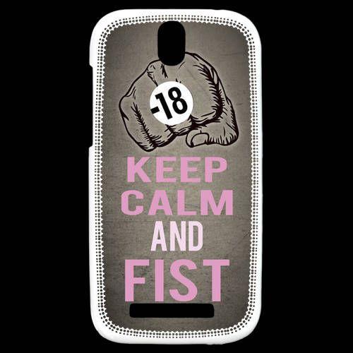 Coque Htc One Sv Keep Calm And Fist Gris
