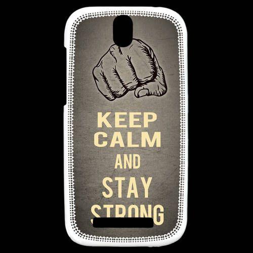 Coque Htc One Sv Keep Calm And Stay Strong Gris
