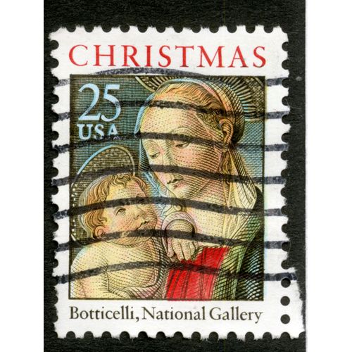 Timbre Oblitéré Usa, Christmas, Botticelli, National Gallery, 25