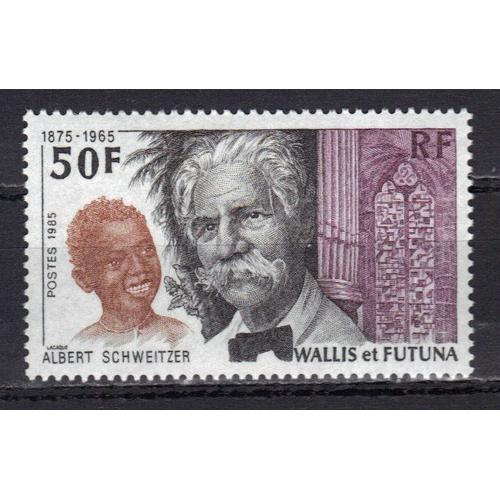 Wallis Et Futuna 1985 : 20è Anniversaire De La Mort Du Docteur Schweitzer : Portrait - Timbre 50 F. Violet, Noir Et Brun Clair Neuf **