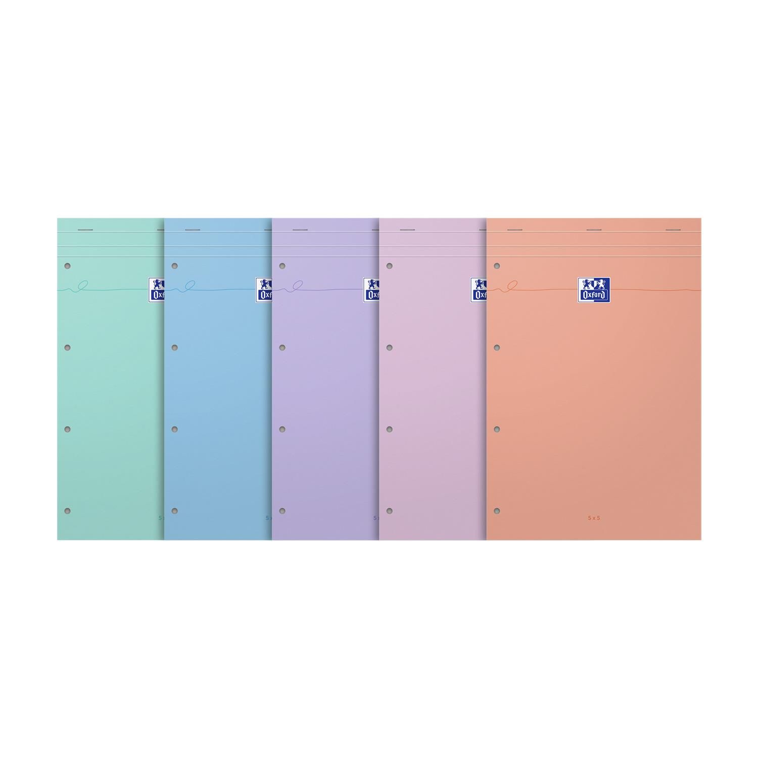 Oxford Lot De 3 Blocs Notes Smart Pastel 210 X 315 Mm Quadrillé 5x5 60 Pages Coloris Aléatoires