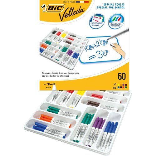 Bic Velleda Pack De 60 Feutres Effaçable À Sec [Fournitures De Bureau]