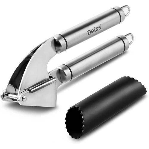 Deiss Pro Presse-Ail Inox Professionnel Et Éplucheur D'ail En Silicone