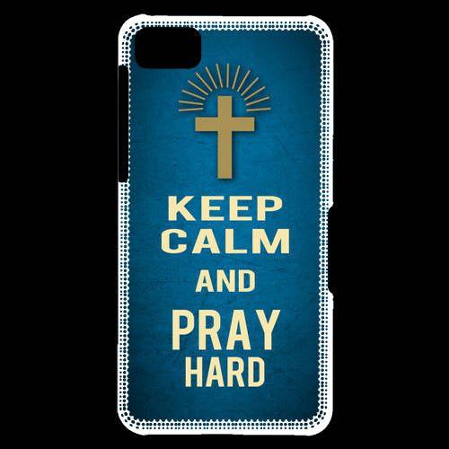 Coque Blackberry Z10 Keep Calm And Pray Christian Bleu