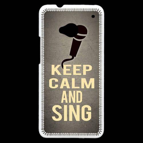 Coque Htc One Keep Calm And Sing Gris