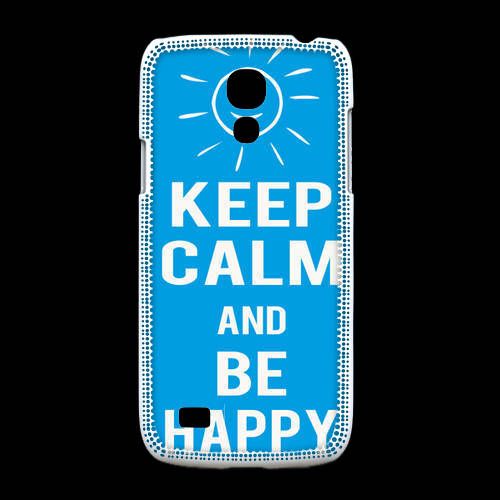 Coque Samsung Galaxy S4mini Keep Calm Be Happy Cyan