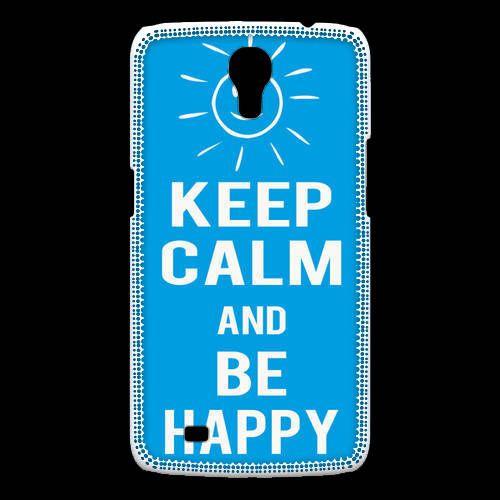 Coque Samsung Galaxy Mega Keep Calm Be Happy Cyan