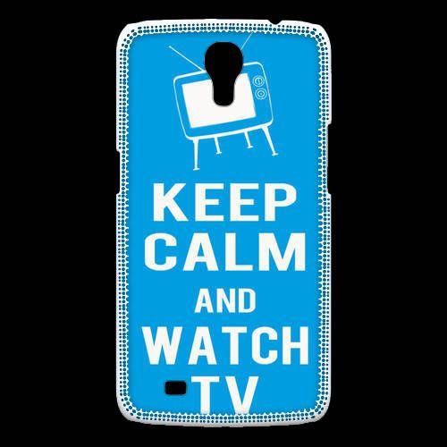 Coque Samsung Galaxy Mega Keep Calm Watch Tv Cyan