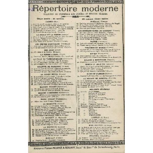 Repertoire Moderne N°53 : Rip : Et Maitenant, O Douces Tetes Blondes - Opera Comique En 3 Actes Pour Chant.