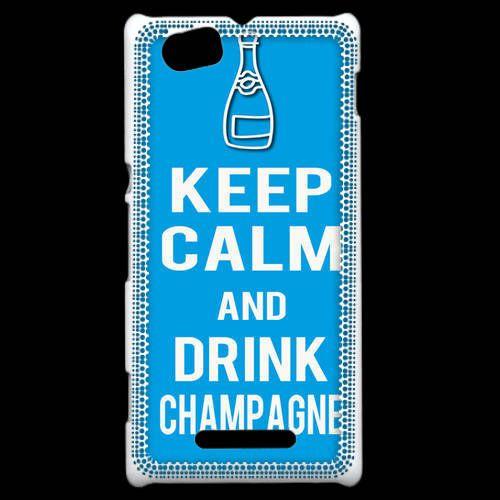 Coque Sony Xperia M Keep Calm Drink Champagne Cyan