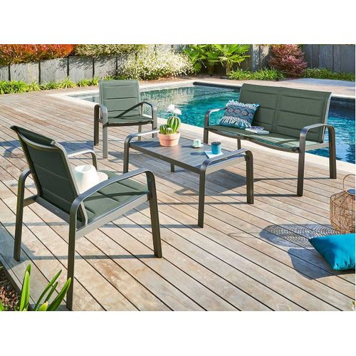 Salon De Jardin En Aluminium Elyn 4 Places Olive/Graphite - 4 Places - Hespéride