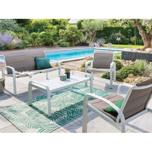 Salon De Jardin En Aluminium Elyn 4 Places Noisette/Blanc - 4 Places - Hespéride