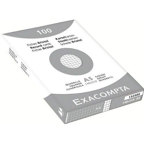 Exacompta 13208e Etui 100 Fiches Bristol Blanc 148/210 5x5