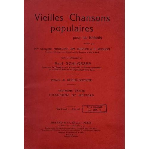 Vieilles Chansons Populaires Pour Les Enfants, Troisième Cahier