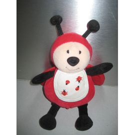 Doudou peluche Coccinelle bavoir brodé coccinelles DMC 23 cm Rakuten