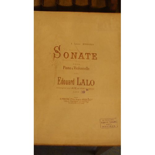 Sonate Pour Piano & Violoncelle Par Edouard Lalo