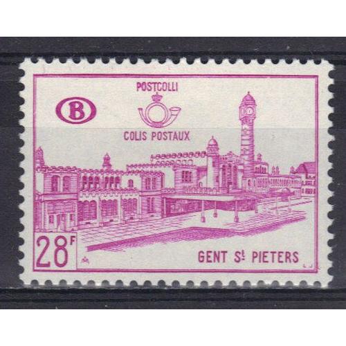 Belgique 1965 : Gare De Gand-Saint-Pierre - Timbre 28 F. Lilas-Rose Neuf ** Cote 6 