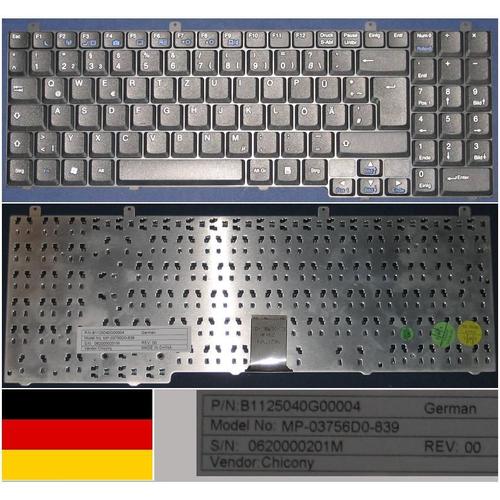 Clavier Qwertz Allemand / German Pour DELL Alienware M9700 M9700 M975 Series, Noir / Black, Model: MP-03756D0-839, P/N: B1125040G00004