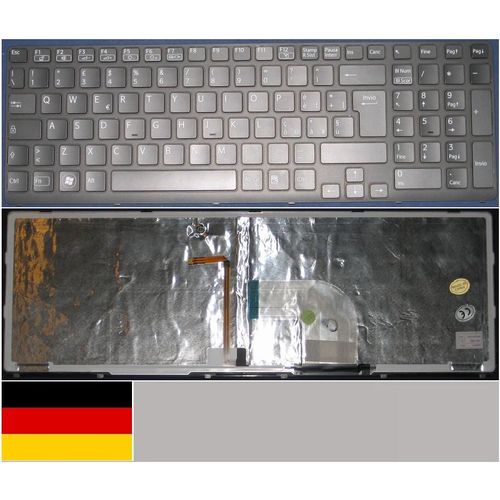 Clavier Qwertz Allemand / German Pour SONY VAIO SVE15 SVE-15 SVE 15 Series, Noir / Black, Noir-frame, BACKLIT, Version2