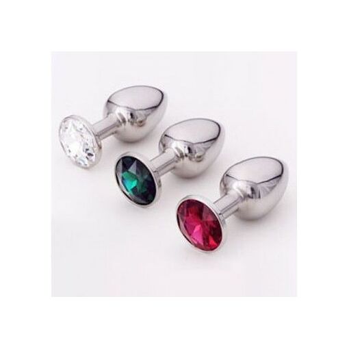 Plug Anal Bijou 'Rosebud' En Acier Inoxydable Vert - Taille S (70x28 Mm) - Neuf Avec Pochette Velours