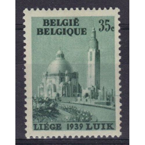 Belgique 1938 : Propagande Pour L'exposition De Liège : Basilique De Cointe - Timbre 35 C. Vert Neuf *