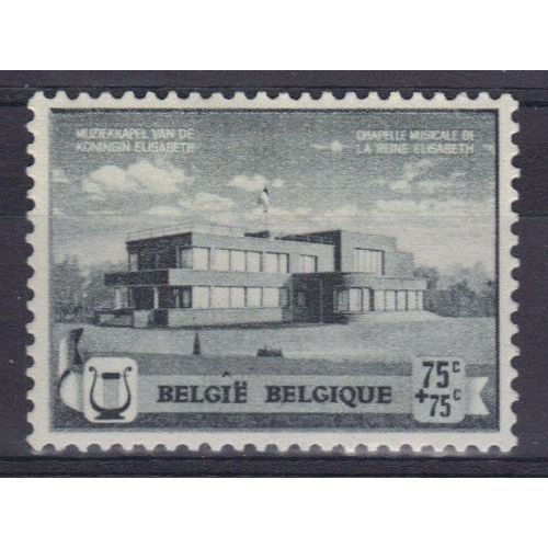 Belgique 1940 : Au Profit De La Fondation Musicale "Reine Elisabeth" : La Chapelle Musicale À Argenteuil - Timbre 75 C. + 75 C. Gris-Noir Neuf *