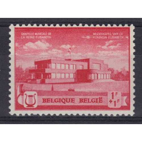 Belgique 1940 : Au Profit De La Fondation Musicale "Reine Elisabeth" : La Chapelle Musicale À Argenteuil - Timbre 1 F. + 1 F. Rose Carminé Neuf *