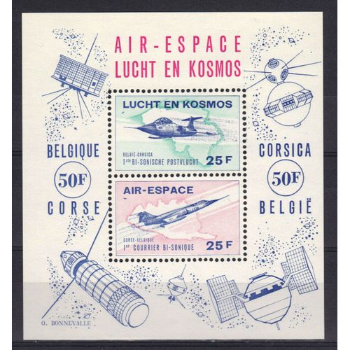 Belgique 1960 : Air - Espace : Avions Supersoniques : 1er Courrier Bi-Sonique - Bloc-Feuillet 50 F. Neuf ** Cote 60  Tres Rare