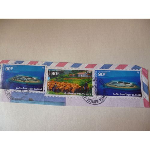 Timbres "Lot De Trois Timbres Nouméa :Deux Lagons Et Troupeau De Moutons".