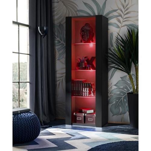 Vitrine Armoire Komodee Tivoli - Led Rvb - Noir - 55 X 159 X 35 Cm