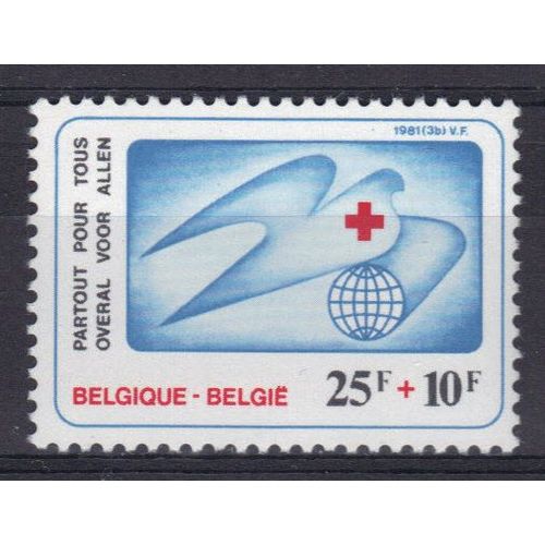 Belgique 1981 : 15è Congrès International De Radiologie À Bruxelles : Allégorie Des Secours D'urgence Internationaux - Timbre 25 F. + 10 F. Bleu, Noir, Rouge Et Bleu Clair Neuf **