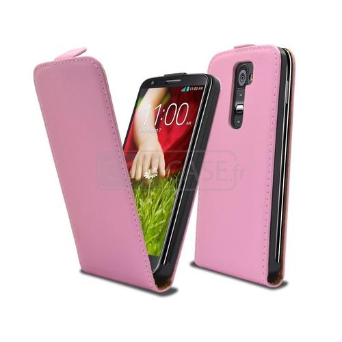 Caseink - Coque Housse Etui Luxe Pour Lg G2 À Clapet Cuir Eco Rose