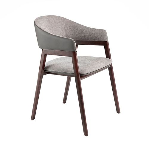 Chaise Rembourrée En Tissu Et Simili Cuir Avec Structure En Bois Couleur Noyer