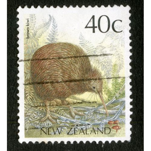 Timbre Oblitéré New Zealand, Brown Kiwi, 40 C