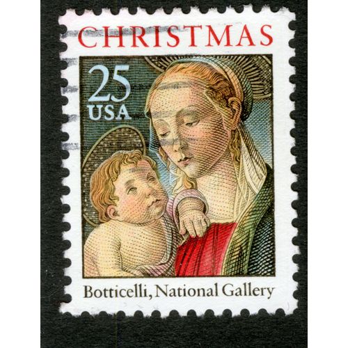 Timbre Oblitéré Usa, Christmas, Botticelli, National Gallery, 25