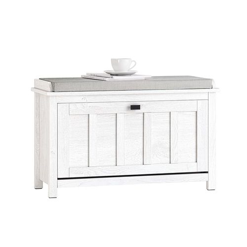 Sobuy Banc À Chaussures Avec Coussin Rembourrée 1 Abattant, Banc De Rangement Meuble Chaussures Pour Entrée, Blanc Vintage, L80xp30xh50cm, Fsr161-W