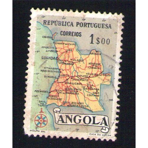 Portugal Oblitération Ronde Used Stamp Carte Angola 1 Escudo