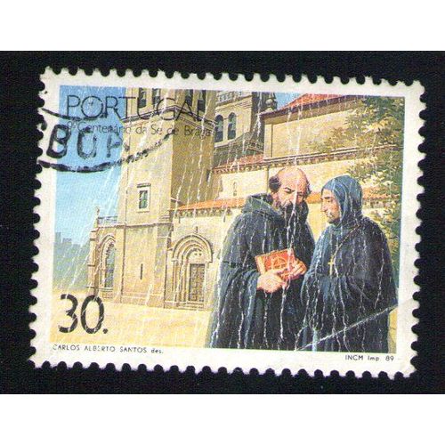 Portugal Oblitération Ronde Used Stamp Centenaire De La Cathédrale Sé De Braga 1989
