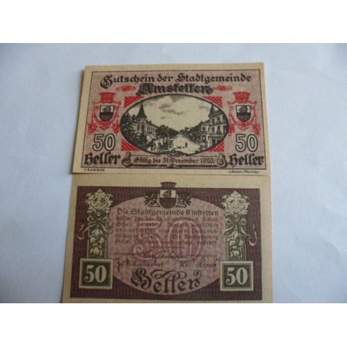 Autriche Amstetten  50 Heller 1920 Notgelt