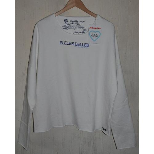 Sweat Blanc "Bleues Belles" - Rica Lewis - T. Xl - Neuf