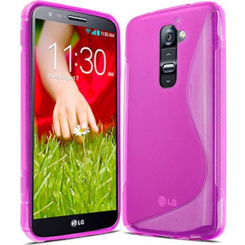 Housse Etui Pochette Coque S Silicone Gel Tpu Rose Pour Lg G2 (D802 D803) + Film Protection Écran