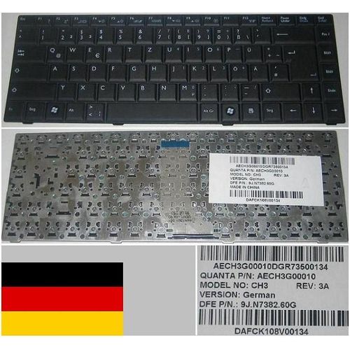 Clavier Qwertz Allemand / German Pour BENQ S73 S72, S73G, S73EG, P52, 7000, A51 A51E Series, Noir / Black, Model: CH3, P/N : 9J.N7382.60G, AECH3G00010.