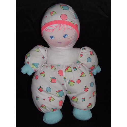 Poupee Toufous Mundia Doudou Forme Geometriques Blanc Bleu Rose Peluche De 33 Cm