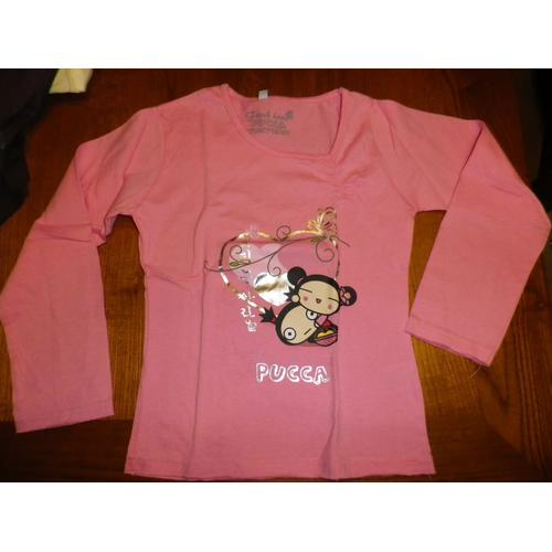 T-Shirt M Longues Pucca  Rose Taille 10 Ans Neuf