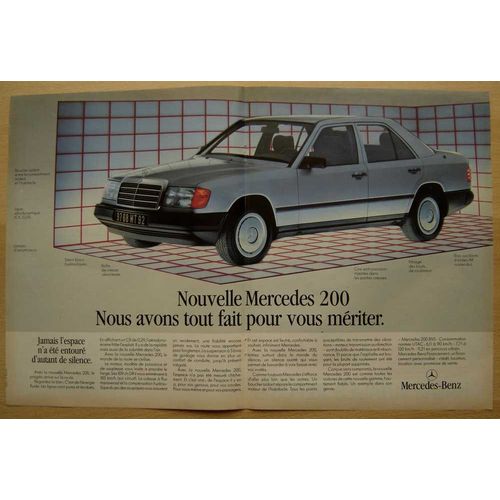 Publicité Papier - Voiture Mercedes 200 De 1985
