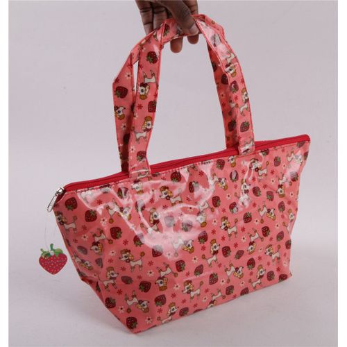 Sac À Main Trapèze Fantaisie Motif Imprimé Animaux Chien Caniche Fraises Mignon Kawaii Lolita Vinyle Original Pratique Collection Printemps Black Sugar Cosplay Déguisement Boutique Paris