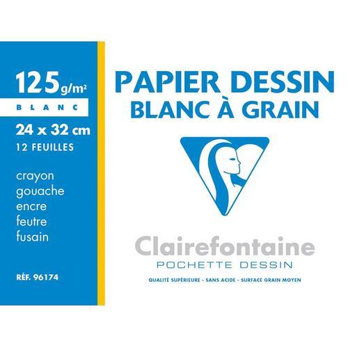 Clairefontaine Pochette Dessin À Grain 24x32 12f 125g