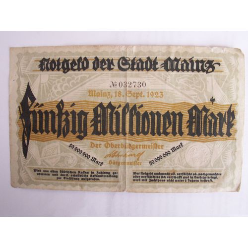 Notgeld  50.000.000 Marks 1923 Mayence